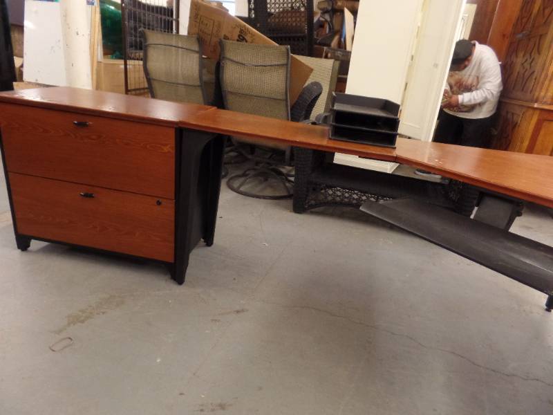 DESK AND FILE CABINETS