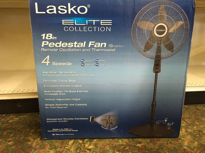 lot 470 image: LASKO 18 PEDESTAL FAN, MSRP $39.99
