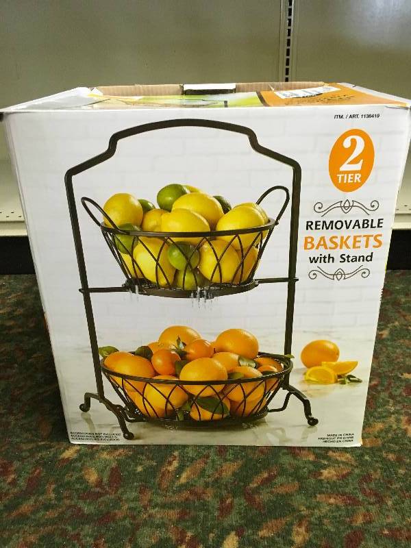 lot 476 image: ARCH ROUND 2 TIER BASKET, MSRP $19.99