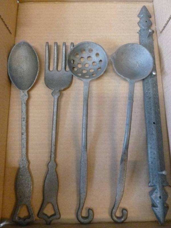 lot 207 image: Cast Iron Wall Utensil Set