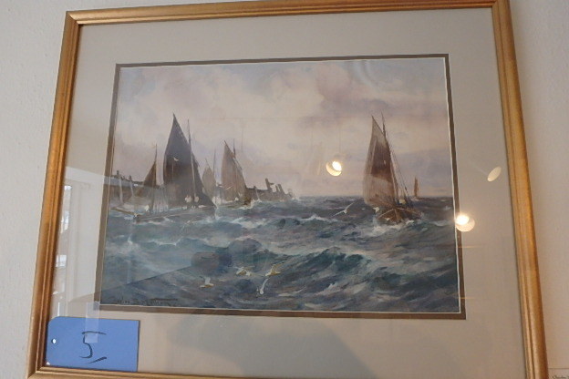 lot 5 image: Charles Mottram, Ships in Harbor, signed, 27 X 23