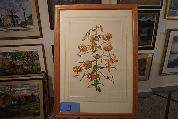 lot 11 image: Lillian Snelling, Lilium Henry, hand colored Litho