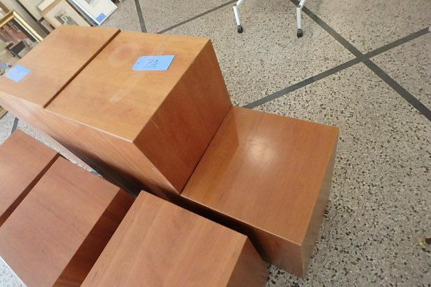lot 73 image: 2 Wooden Podiums, one 30 high , one 36, 16 X 16 top