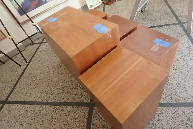 lot 74 image: 2 Wooden Podiums, one 24 high , one 36, 16 X 16 top