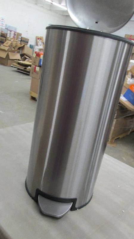 lot 12 image: Silver Step Trash Bin  open box Ret...