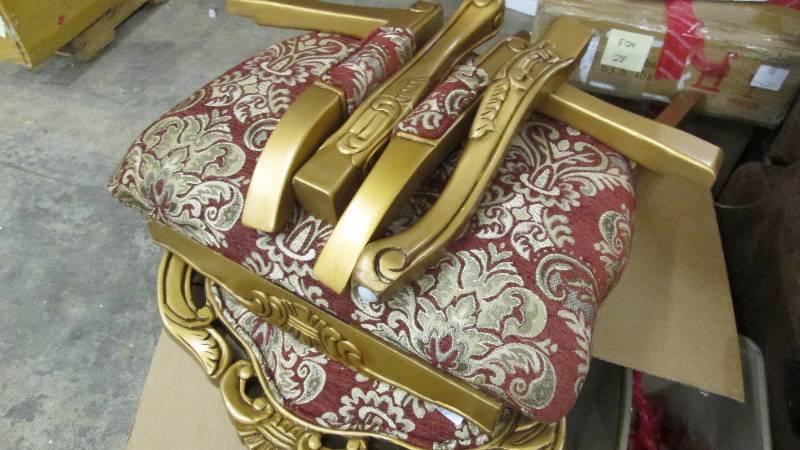 lot 45 image: Hand-Carved Accent Chair open box, ...