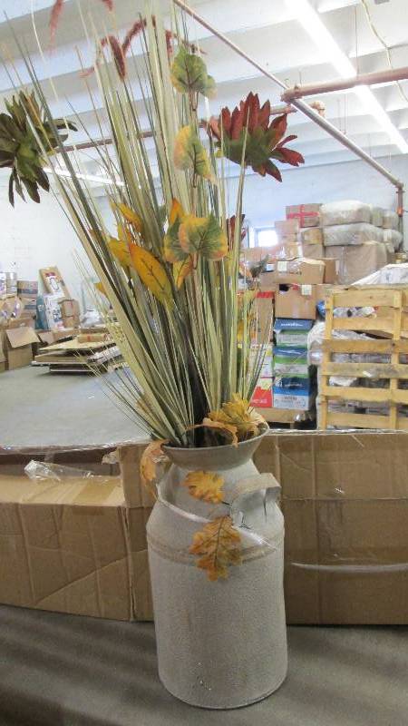 lot 74 image: Fall Flowers in Milk Can Type Conta...