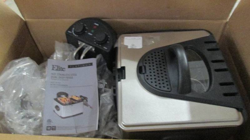 lot 102 image: 4-Quart 3-Basket Deep Fryer by Elit...
