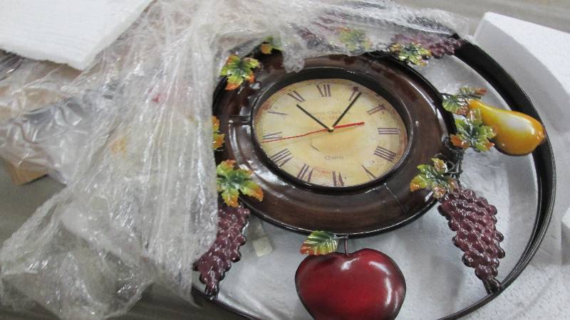 lot 103 image: Fruit Clock open box, broken glass,...