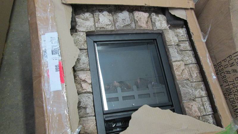 lot 161 image: Faux Stone Fireplace open box, unte...