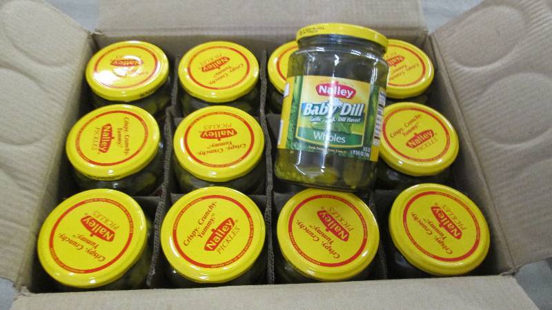 lot 219 image: Case of 12- 24 oz Nalley Baby Dill ...