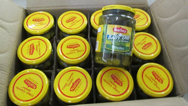 lot 221 image: Case of 12- 24 oz Nalley Baby Dill ...