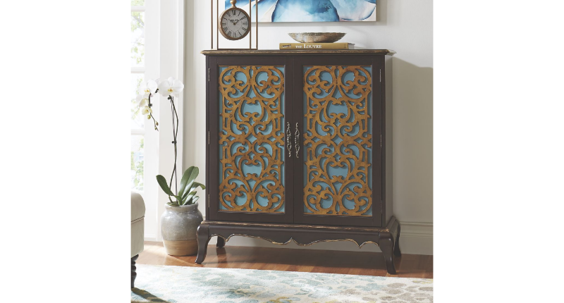 lot 24 image: Julia Distressed Scroll-Front Cabin...