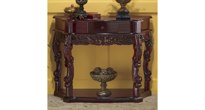 lot 29 image: Carved Curved Console Table open bo...