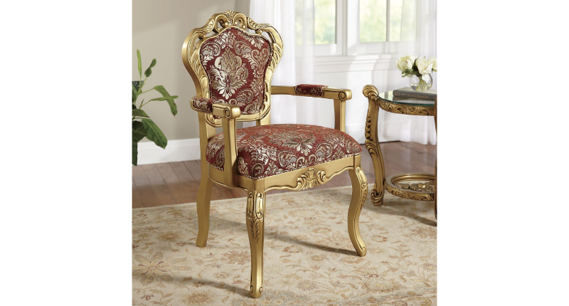 lot 44 image: Hand-Carved Accent Chair open box, ...