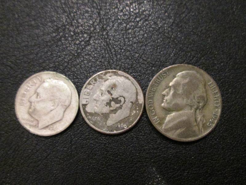 1945 P Nickel, 1949 and 1969 Dimes...