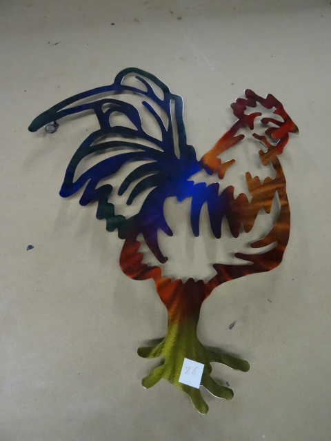 lot 26 image: Metal wall hanging art piece. 20 x ...