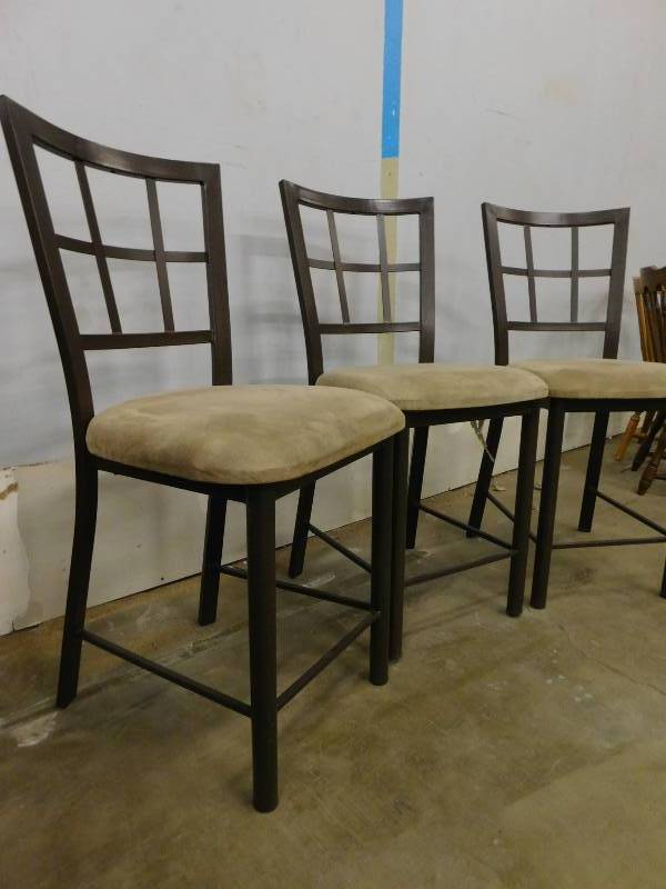Three Metal Bar Stools
