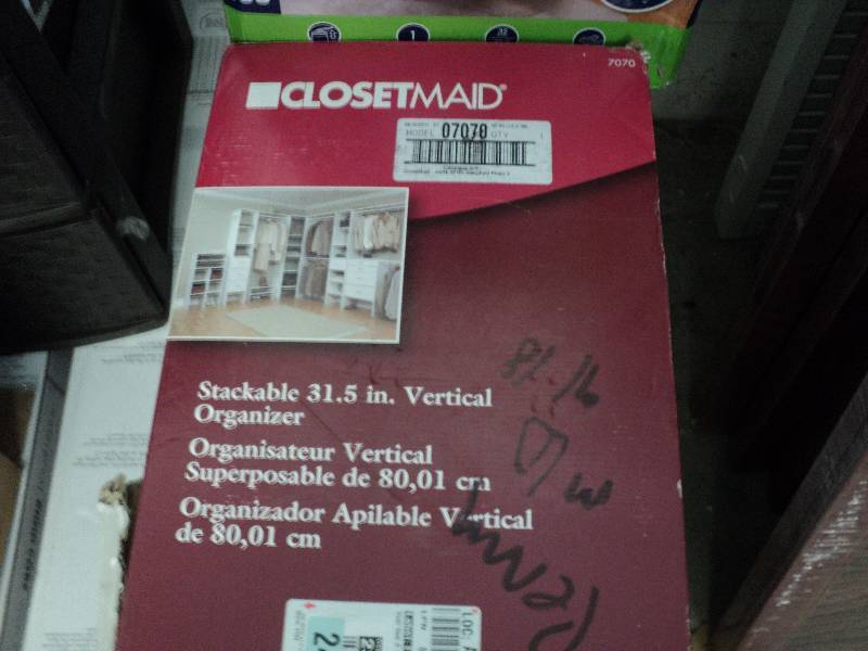 lot 44 image: closet maid organizer, damaged 3 dr...
