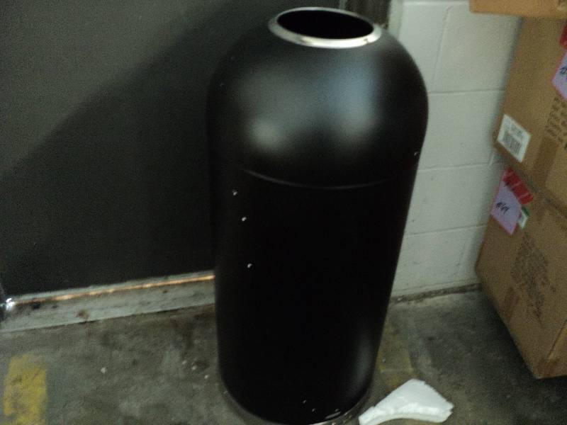 lot 59 image: metal waste can, outdoor...