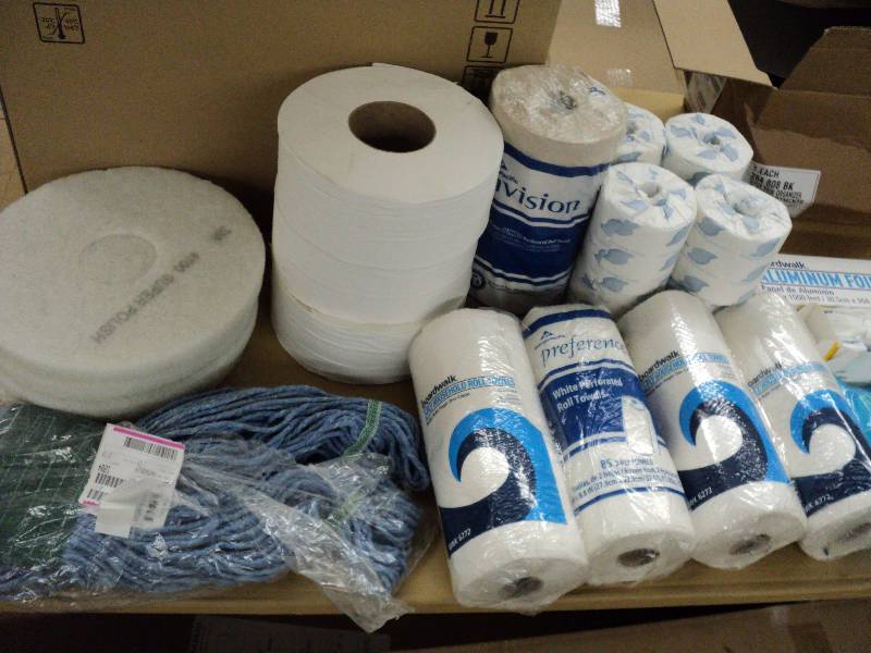 lot 176 image: box of toilet paper, paper towle, a...