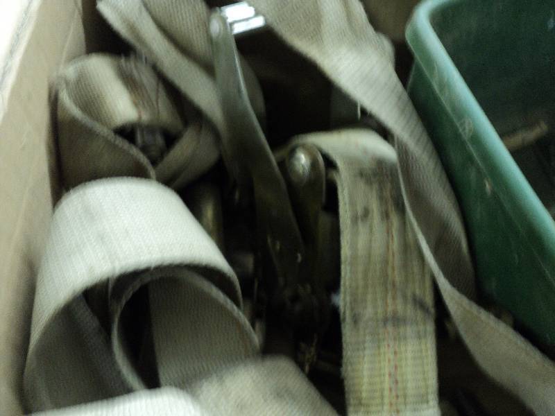 lot 188 image: ratchet straps and seed spreader...