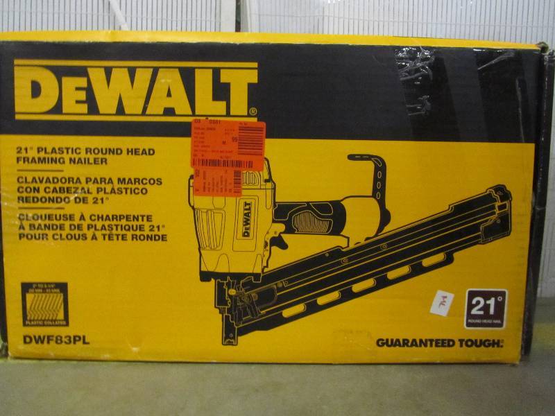 lot 8 image: DEWALT DWF83PL Pneumatic 21-Degree Collated Framing Nailer