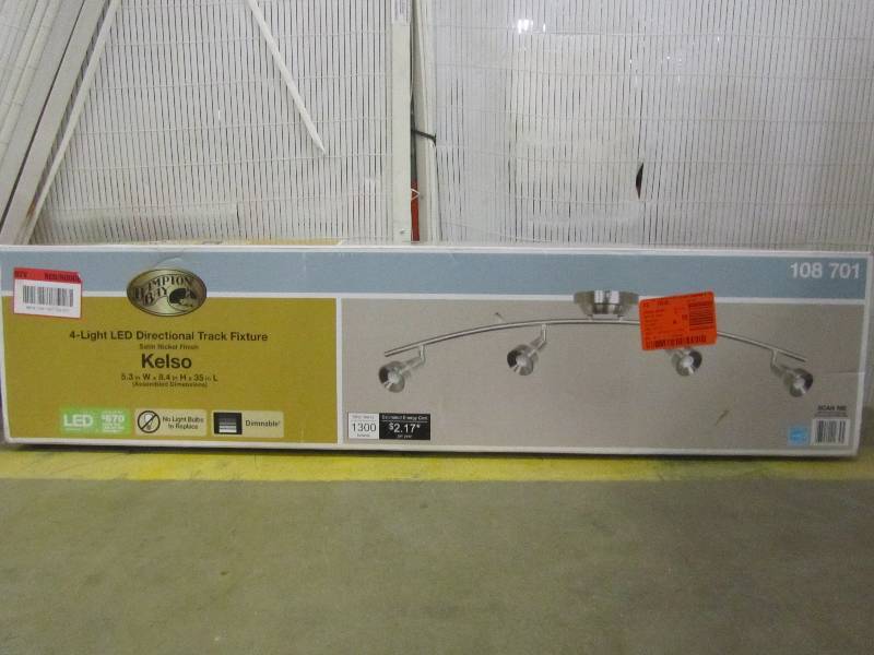 lot 33 image: Hampton Bay Kelso 3 ft. 4-Light Satin Nickel LED Fixed Rail with 300Lumen Heads