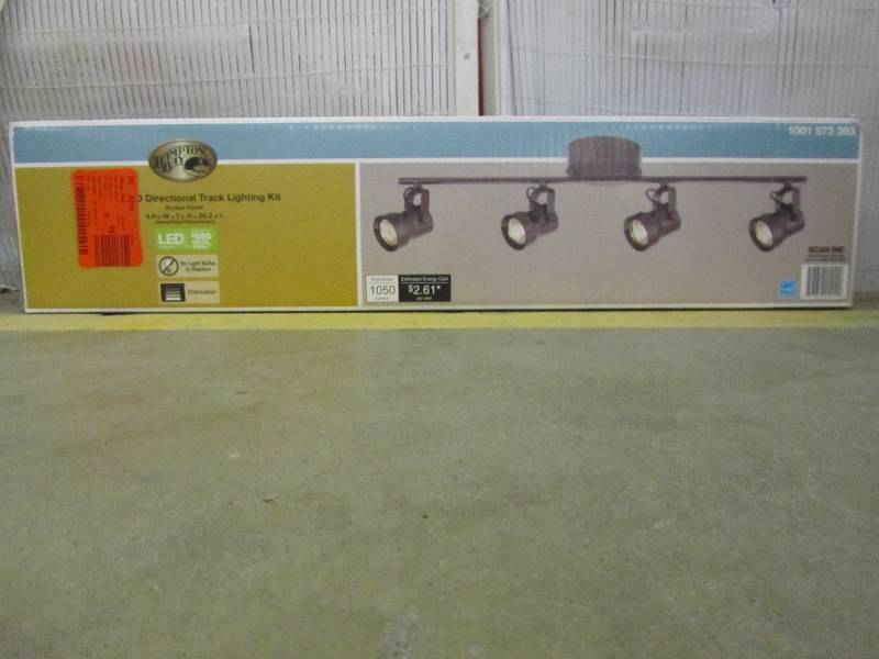lot 34 image: Hampton Bay  4-Light Bronze LED Dimmable Fixed Track Lighting Kit with Straight Bar Metal Shade