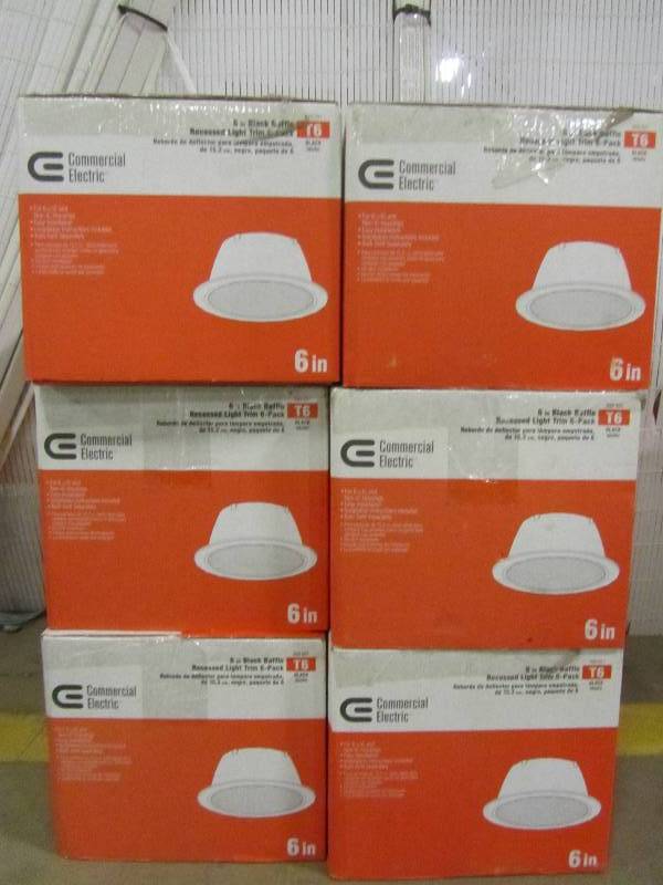 lot 36 image: Commercial Electric 6 Black Baffle Recessed Light Trim T6 (6-Pack) (x6)