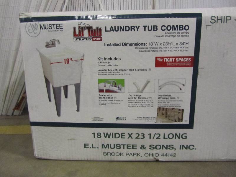 lot 50 image: MUSTEE Utilatub Combo 24 in. x 18 in. Polypropylene Floor Mounted Laundry Tub in White