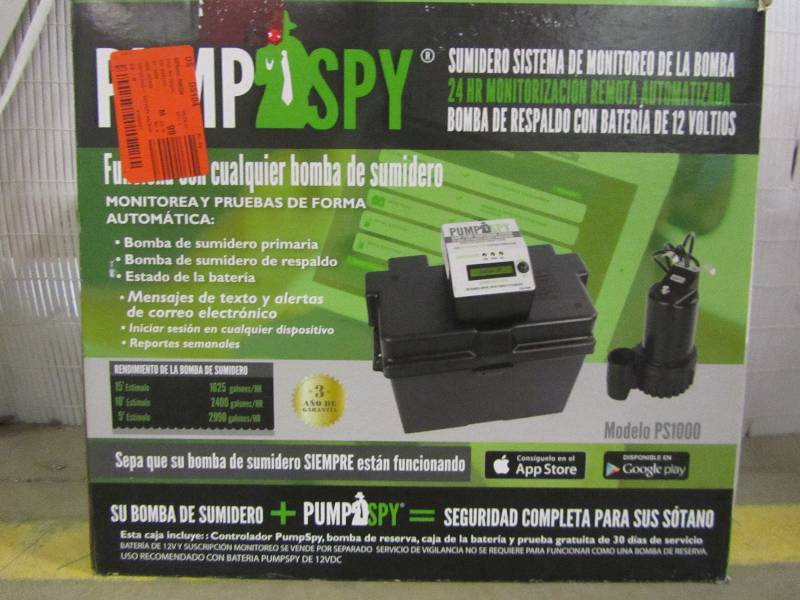 lot 60 image: PumpSpy 14 HP Submersible 12 VDC Battery Back-Up Sump Pump and Monitoring System