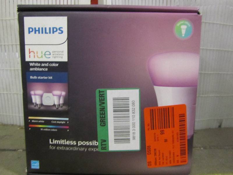 lot 91 image: Philips  Hue 60W Equivalent White and Color Ambiance A19 Starter Kit (4-Pack)