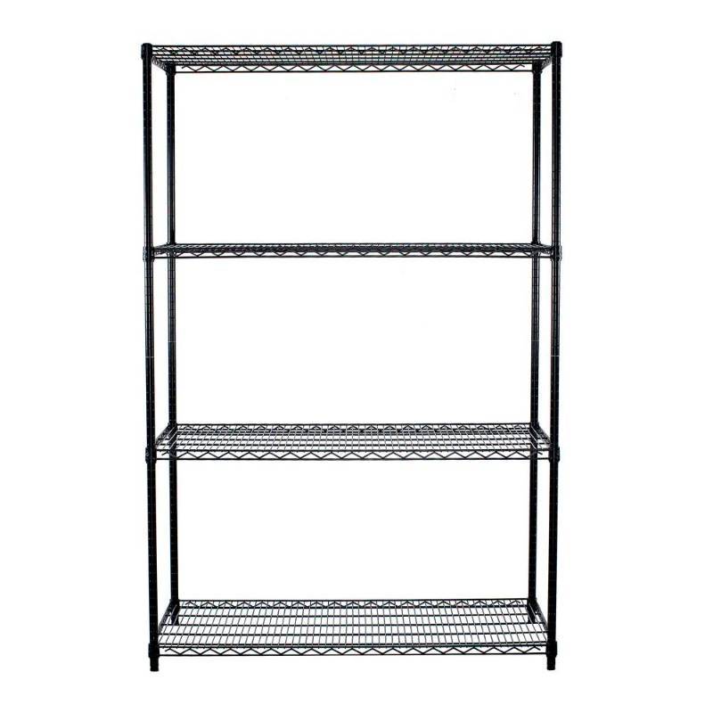 lot 20 image: Trinity TBFPB-0916 48 in. x 24 in. NSF Black 4-Tier Wire Rack Decorative Shelf