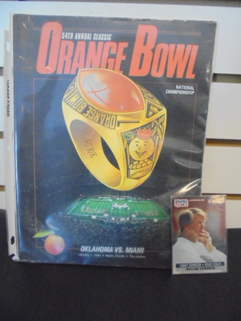 1988 Orange Bowl Program and Jimmy Johnson Card