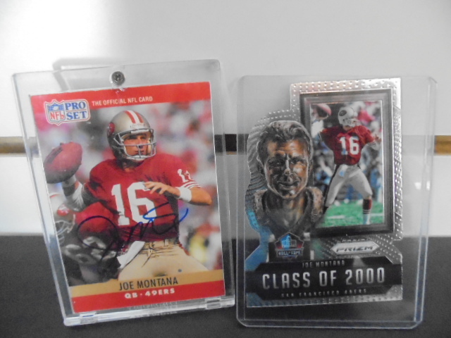 Autographed Joe Montana Card with Hall of Fame Prizm Card