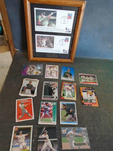 Mark McGwire Framed 1st Day HR Photo File and Baseball Cards