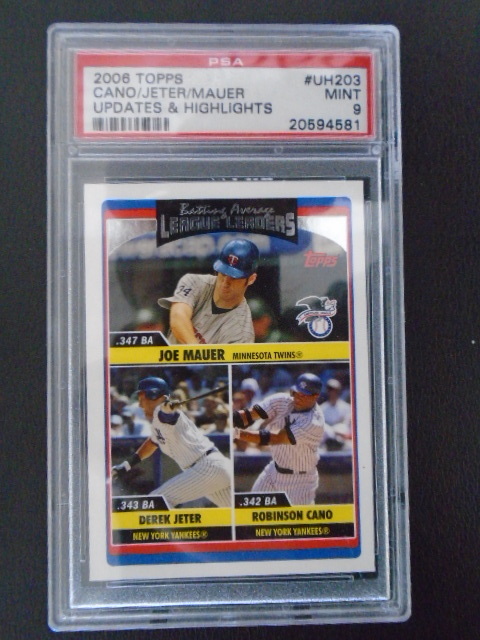 Slabbed Grade Baseball Card Joe Mauer, Derek Jeter, Robinson Cano