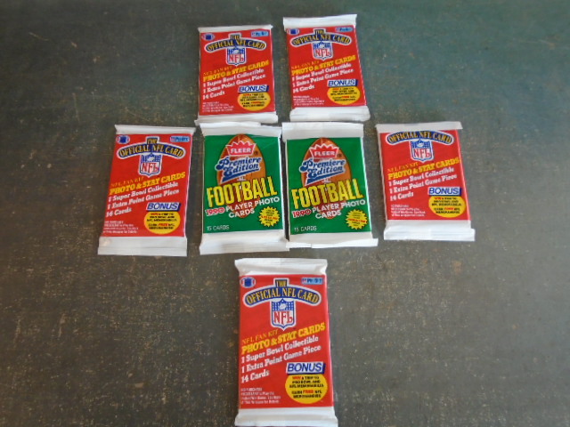 7 Unopened Vintage Football Card Packs