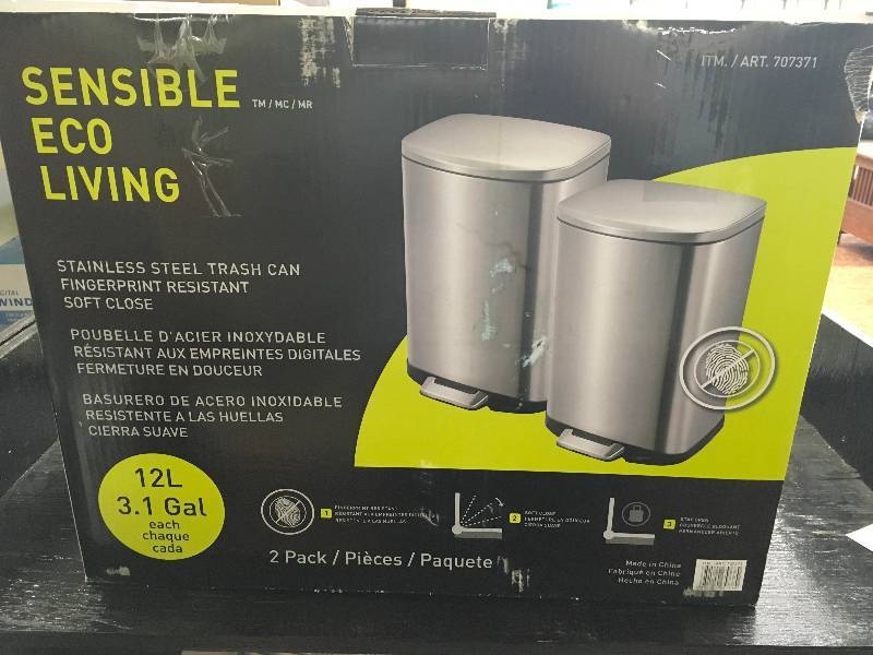 EKO 12L TRASH CAN 2PK, MSRP $29.99