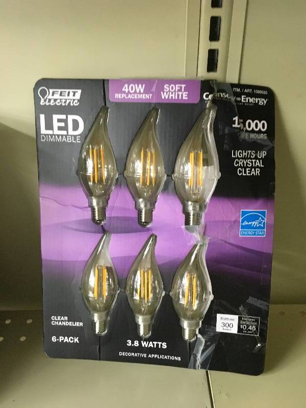 FEIT LED CHANDELIER 6PK, MSRP $19.99