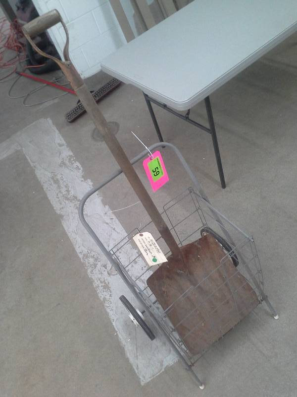 lot 59 image: Metal Shovel and Carrying Cart
