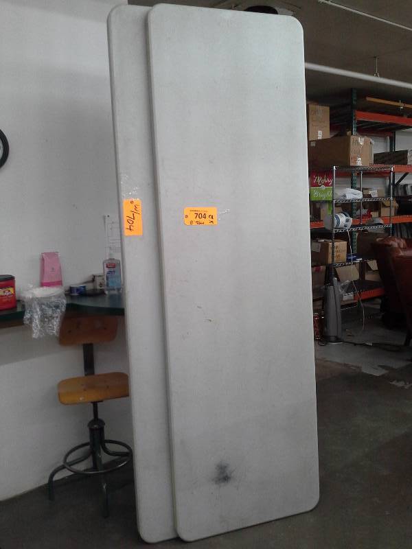 lot 704 image: (2) 8 Plastic tables