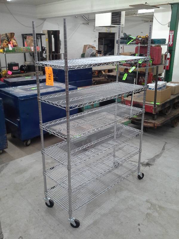 lot 743 image: 77 x 48 x 18 Stainless Steel Wire Shelving