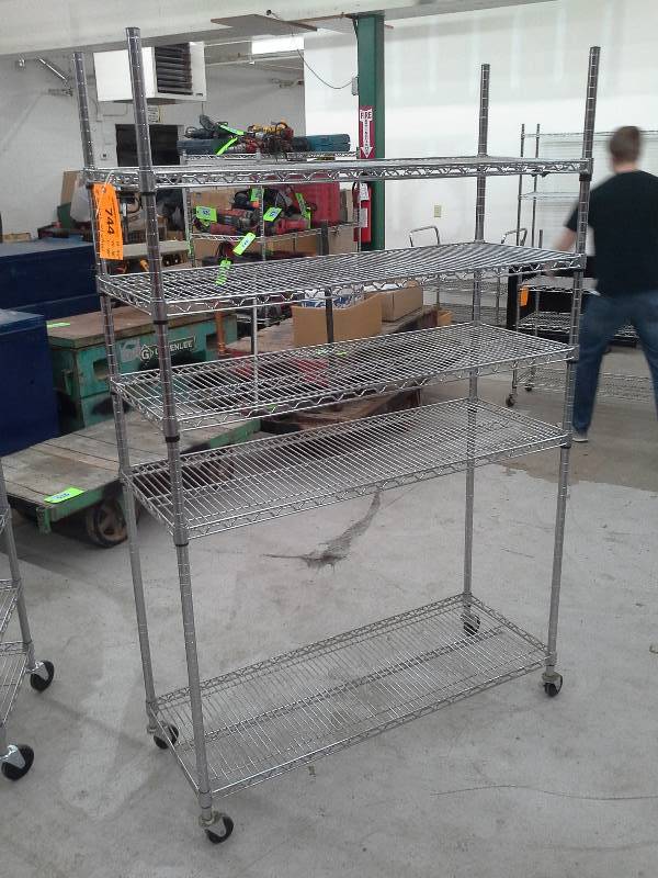 lot 744 image: 75 x 48 x 18 Stainless Steel Wire Shelving.