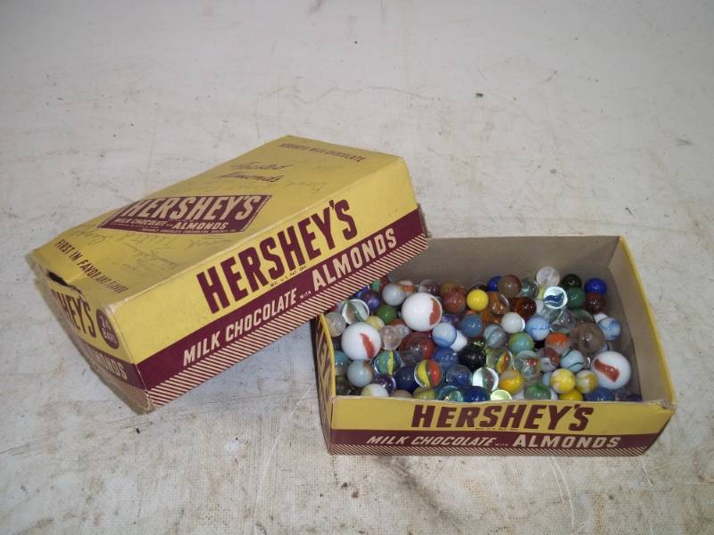 Vintage Hersheys Box with Marbles including Shooters