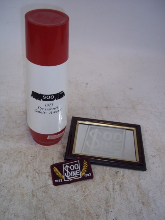 Soo Line memorabilia  Patch, Mirror and Thermos
