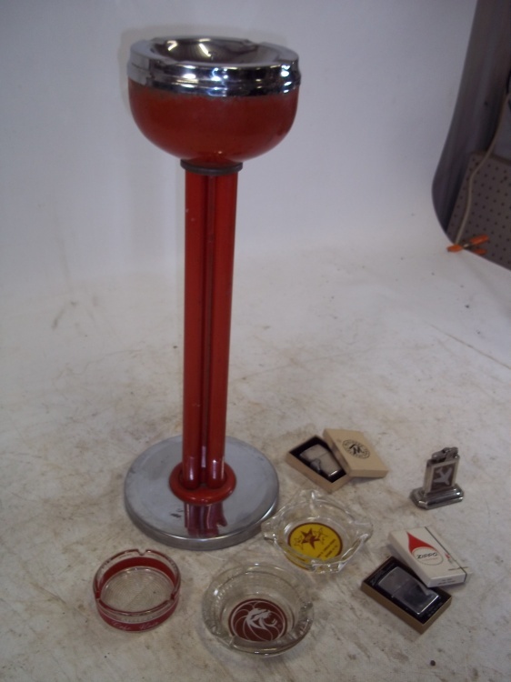 Vintage Smoking Collection, includes Zippos, and Art Deco Ash Try Stand