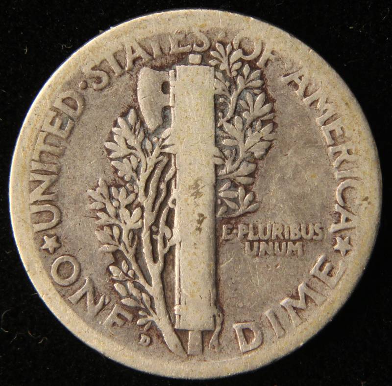 1921-D MERCURY SILVER DIME GOOD