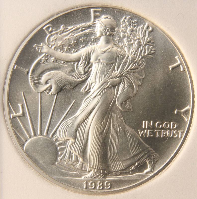 1989 AMERICAN SILVER EAGLE 1 TROY OZ. .999 FINE SILVER MS70 PCGNS